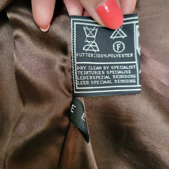 Vintage Leather Sound Double Breasted Brown Jacket - Size 6 - Picture 9 of 16